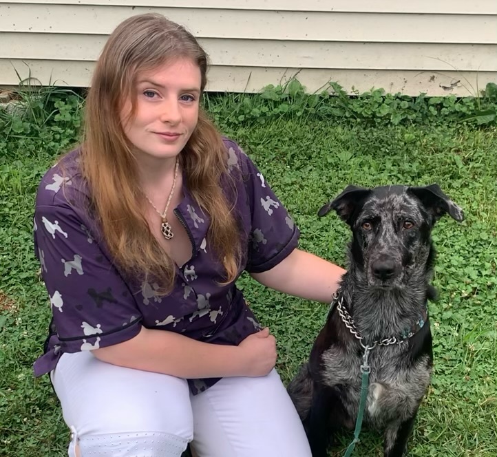 Carrie Schneider with her dog